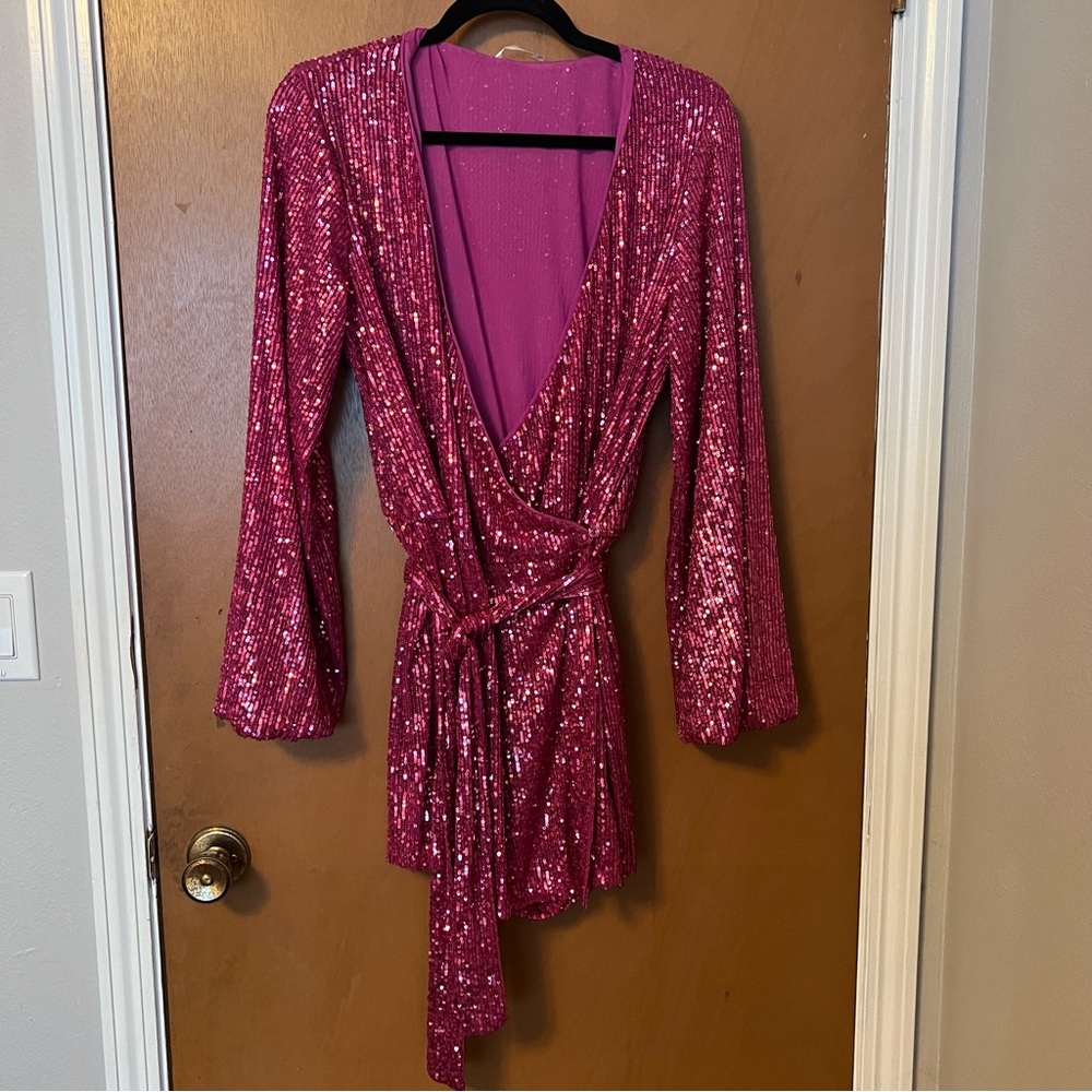 Free People pink sequined romper. Size small.
